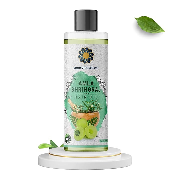 AYURVEDASHREE Hair Oil, 200 ml with Amla, Bhringraj, Brahmi, Methi, Shikakai, Neem, Henna, Pine, Clove, Eucalyptus & Citronella Oil
