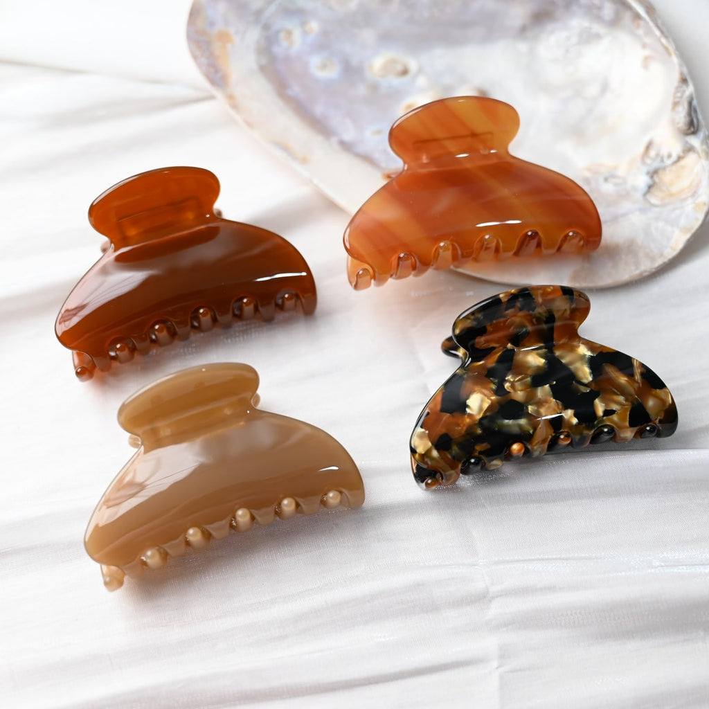 Prettyou Handmade Celluloid Acetate French Design Barrettes Tortoise Shell Claws Hair Claw Luxury Fashion Accessories Hair Clip for Women (toffee)