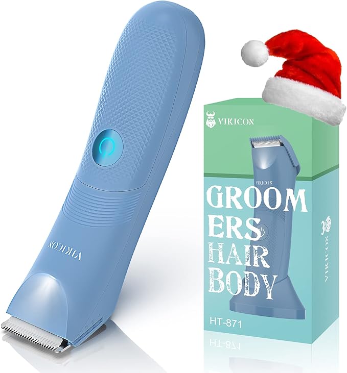 Bikini Trimmer for Women, No-Nick Electric Razor for Sensitive Skin, Blue