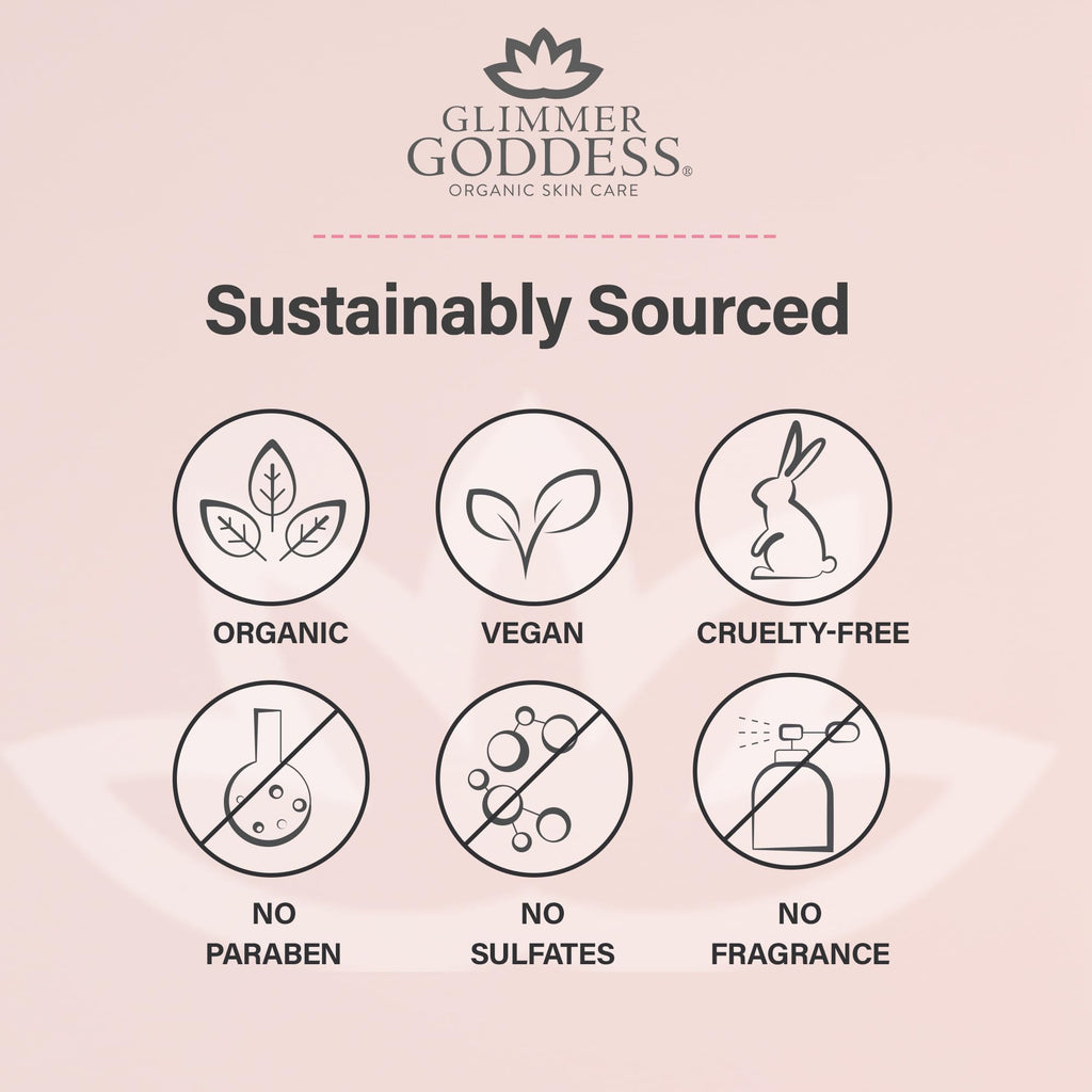 GLIMMER GODDESS Organic Whipped Body Butter for Women - Moisturizer Cream with Shea & Cocoa Butter, Almonds & Coconut Oil - Frankinsense & Myrhh, 8oz