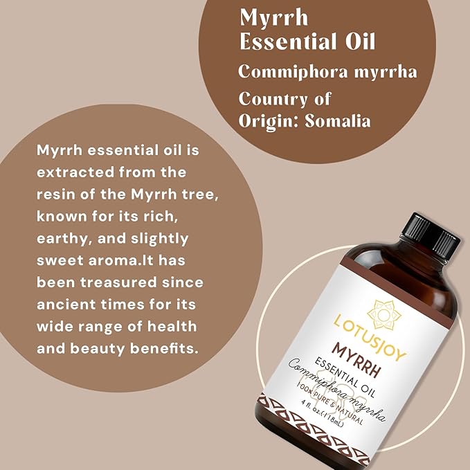 LOTUSJOY Myrrh Essential Oil, for Skin, Hair- 4 Oz
