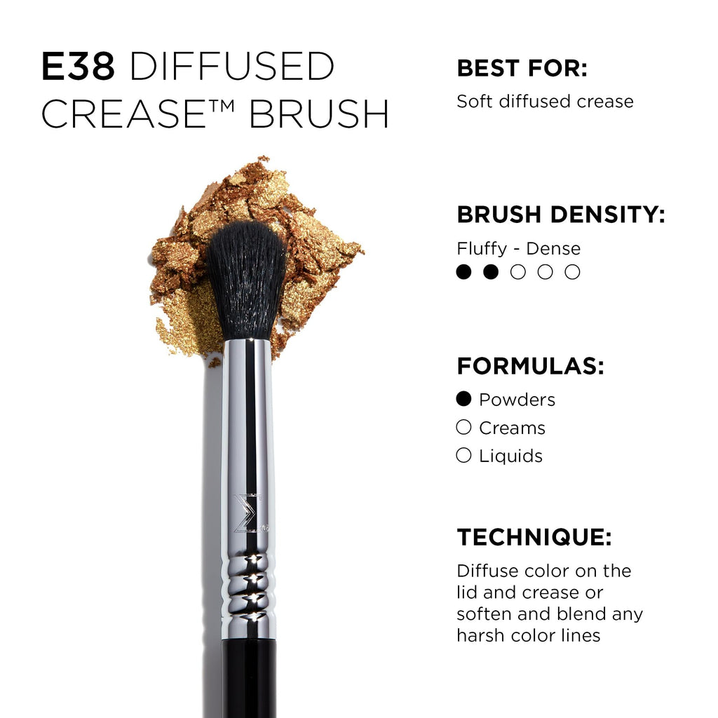 Sigma Beauty E38 Diffused Crease™ Brush, Eyeshadow Blending Brush, Soft