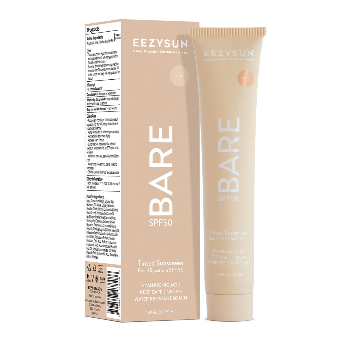 EEZYSUN BARE Tinted Sunscreen SPF 50 for Face - Light