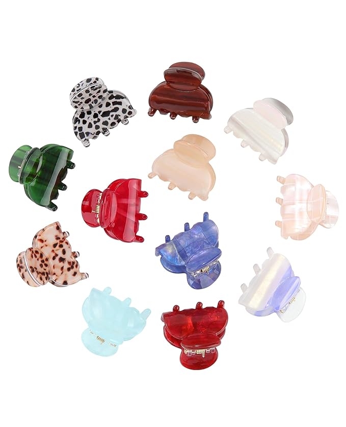 Molans 12 Pcs Small Hair Clips Mini Claw Jaw Clips Women Girls Thin Hair
