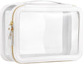 Vorey Large Clear Makeup Bag for Women, Portable Travel Makeup Bag Organizer Waterproof Toiletry Bag Cute Makeup Bags Cosmetic Bag Makeup Pouch, White