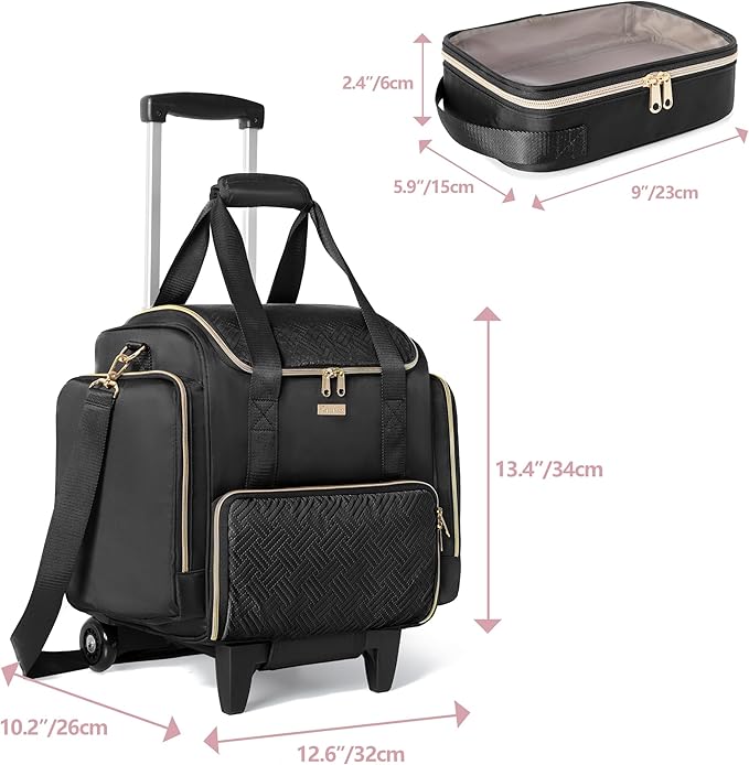 Prokva Rolling Makeup Case, Professional Makeup Train Case with Wheels