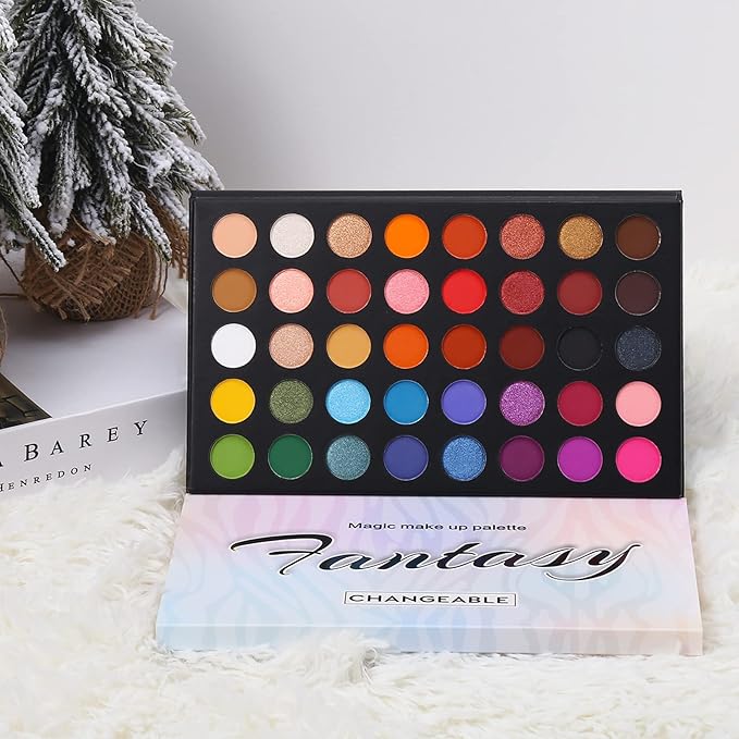UCANBE Highly Pigmented Eye Makeup Palette, Matte Shimmer Metallic Eyeshadow Pallet Long Lasting Blendable Natural Colors Make Up Eye Shadows Cosmetics Gift Kit