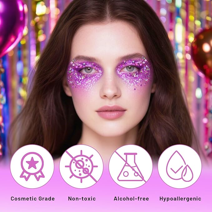 DAGEDA Purple Body Glitter Gel,Sparkly Hair Face Glitter Makeup Accessories