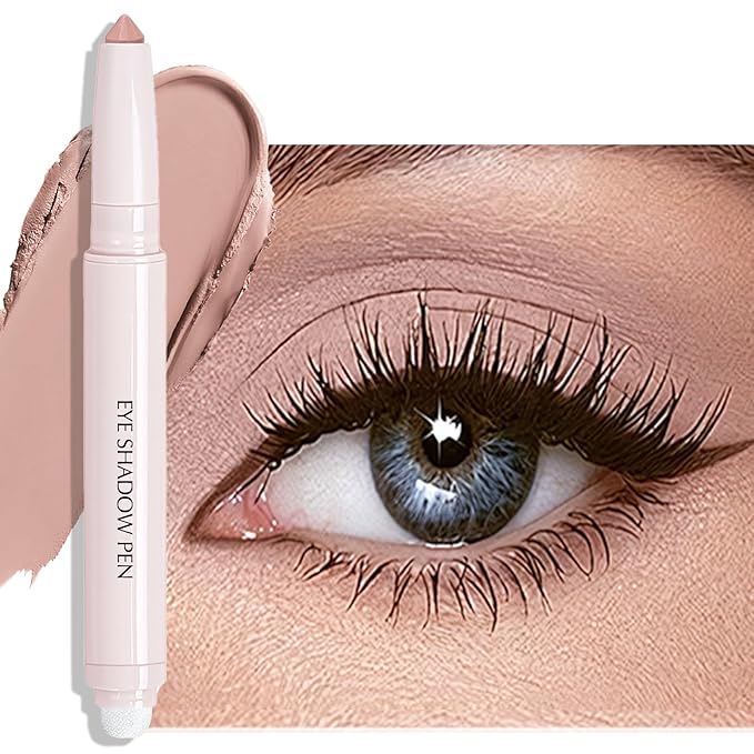 Wugbc Eyeshadow Stick, Putty Matte Cream Eyeshadow Long-Lasting Crease-Proof Eye Shadow Eyeliner Pencil High Pigmented Neutral Highlighter Makeup Crayon with Blending Brush & Built-in Sharpener