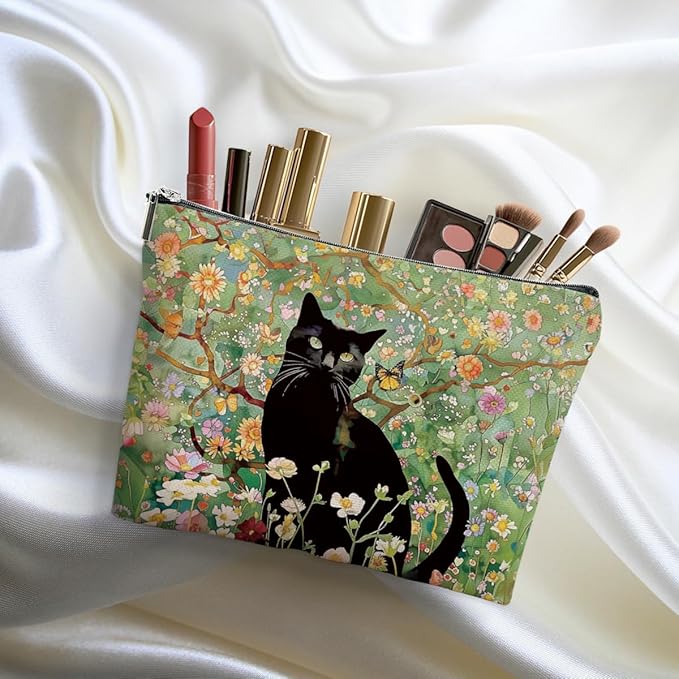 DHKG Cute Black Cat Makeup Bags for Women - Cats Mom Gifts Cosmetic Bag