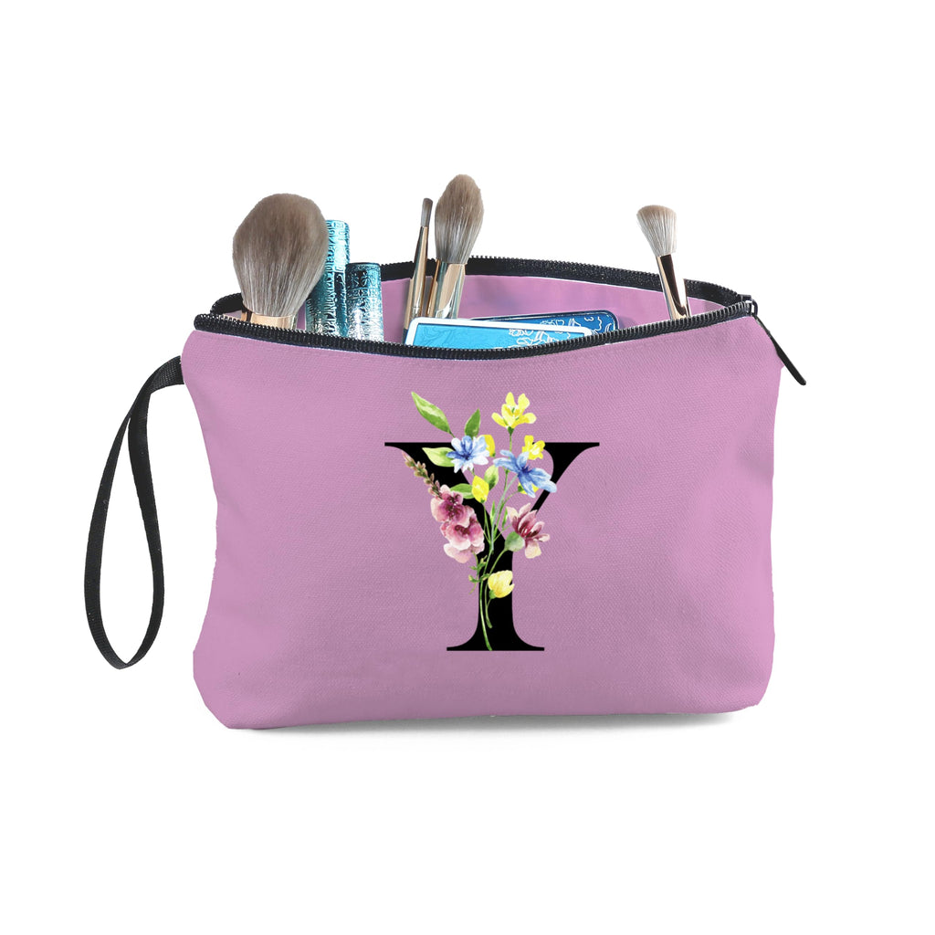 Appreciation Initial Monogram Gifts for Sisters from Sister Employees Team Bride Womens Unique Mom Personalized Makeup Cosmetic Bag with Mirror Mothers Day Christmas Graduation Y