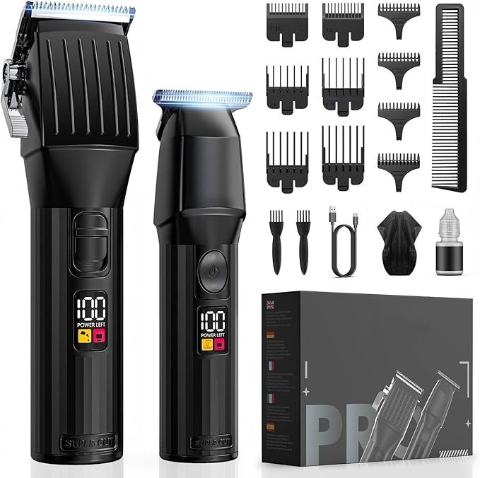 Professional Hair Clippers for Men Beard Trimmers Kit Zero Gapped Haircut Grooming Shaver Gift for Men Women Barber Kids (Black)