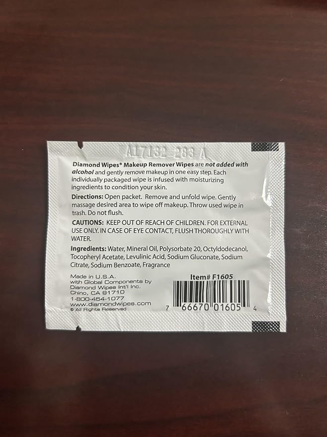 Diamond Wipes Face Cleansing & Waterproof Makeup Remover Wipes, 250 Count