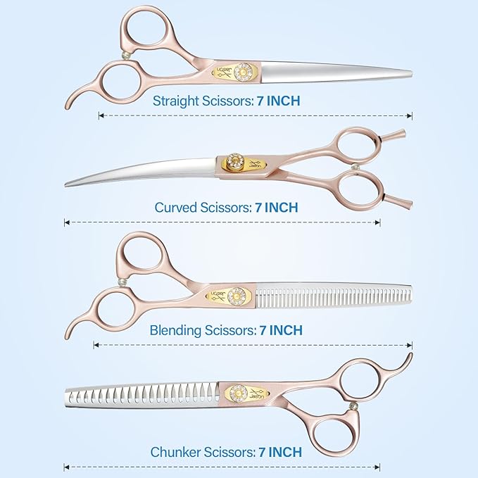JASON Dog Grooming Scissors Set - 6 in 1 Professional Sharp Shears Rosegold