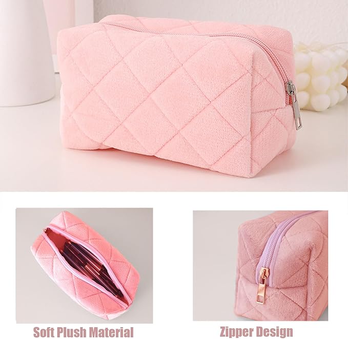 HABUAETY Makeup Bag Small Cosmetic Bags for Purse Women Girls Y2k Checkered Make Up Pouch