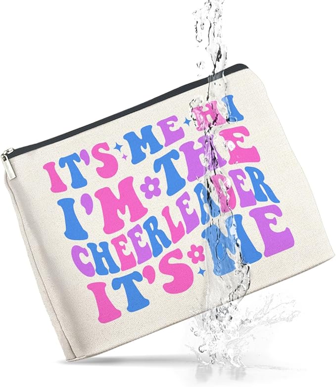 UPNEGE Cheerleader Gifts Makeup Bag Cheerleading Team Gifts for Women Cheerleader Cosmetic Bag It's Me Hi I'm the Cheerleader Zipper Makeup Pouch Gift