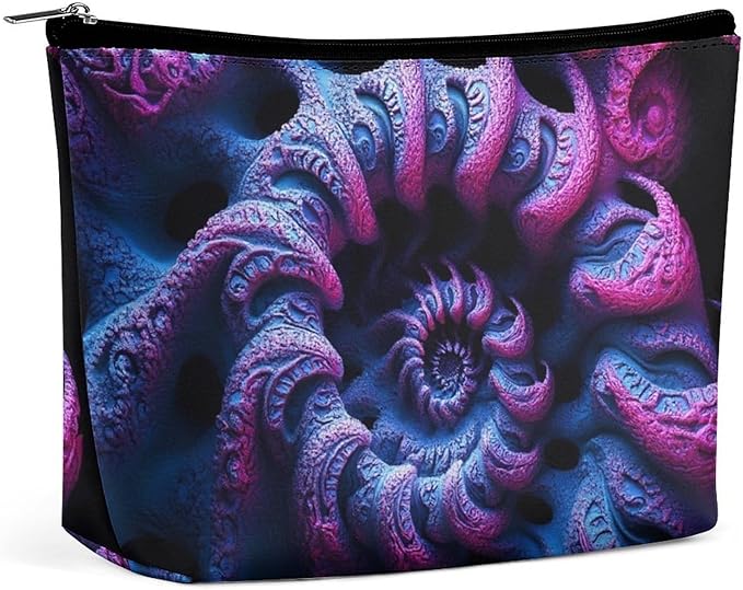 Meaudiwes Women's Fashion Zipper Cosmetic Case, Portable Makeup Case, Personality Toiletry Bag, Travel Cosmetic Toiletry Bag Trippy Purple Tie Dye