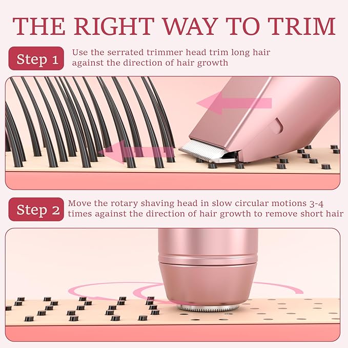 Bikini Trimmer for Women: Electric Razors & Shaver [IPX7 Waterproof] with Dual Heads for Body Pubic Hair