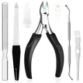Pingispower Ingrown Toenail Clippers Set, 6PCS Professional Toe Nail Clippers with Nail File & Toenail Lifter for Seniors & Thick Toenails, Long Handle Pedicure Tools Kit for Men Gifts