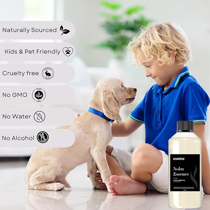 Scentia Nobu Essence Diffuser Oil for HVAC Scent Machine – Hotel Fragrance Inspired by Nobu Hotel – 500 mL – Jasmine, Lily & Sandalwood Oil for Commercial & Cold Air Diffusers, Made in USA