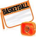 2 Pcs Basketball Gift Bag Girl Basketball Goodie Bag for Snack Treat Candy March Madnesss Clear Makeup Cosmetic Toiletry Purse Chenille Letter Zipper Pouch for Women Sport Mom Essential Accessory