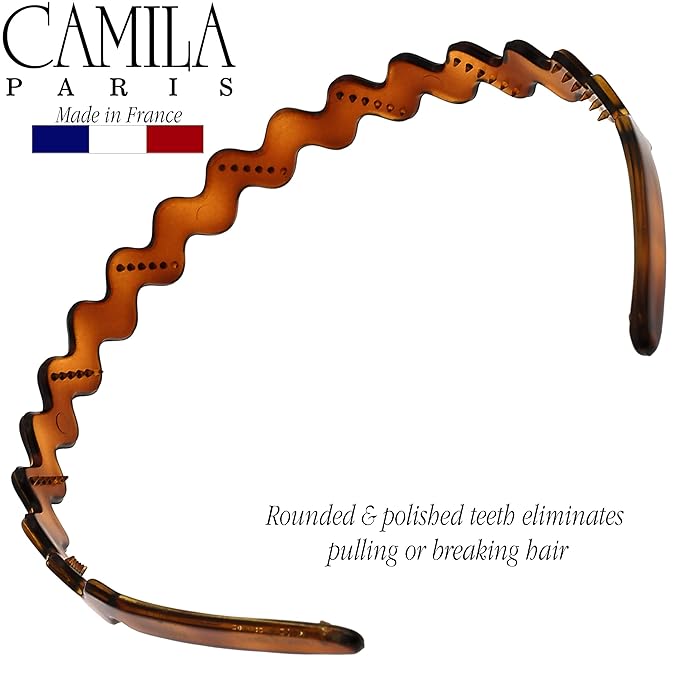 Camila Paris CP3881 French Headband for Women, Tortoise Shell, Strong Hold Grip Women's Hair Band, Ligth and Very Flexible, No Slip Durable Styling Girls Hair Accessories, Made in France