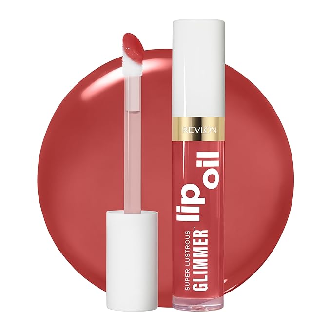 REVLON Super Lustrous Glimmer Lip Oil, 008 Just Toasty, 0.13 fl oz