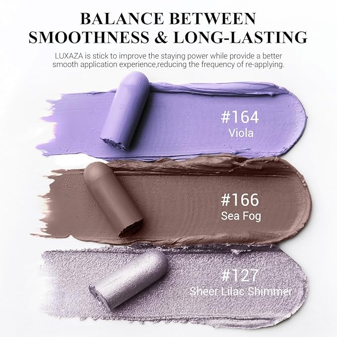 LUXAZA 3PCS Eyeshadow Stick Sets,Pro Longwear Cream Eye Shadow Sticks Pencil Crayon,Eye Brightener Stick-Lilac Love