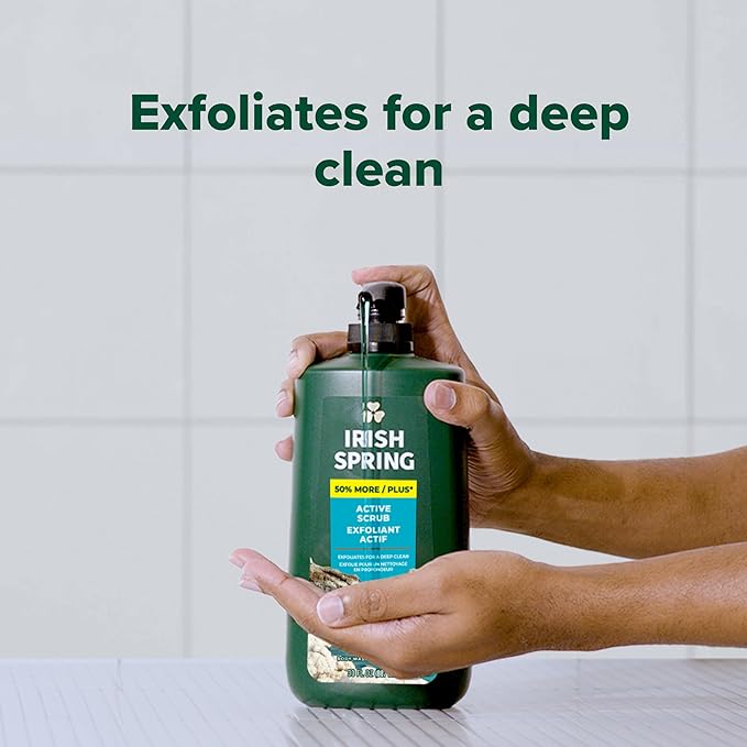 Irish Spring Active Scrub Body Wash for Men, Cool Fresh Scent, 887 mL
