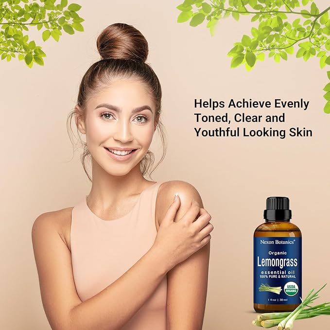Organic Lemongrass Essential Oil 30 ml - 100% Pure & Natural - Hexane Free