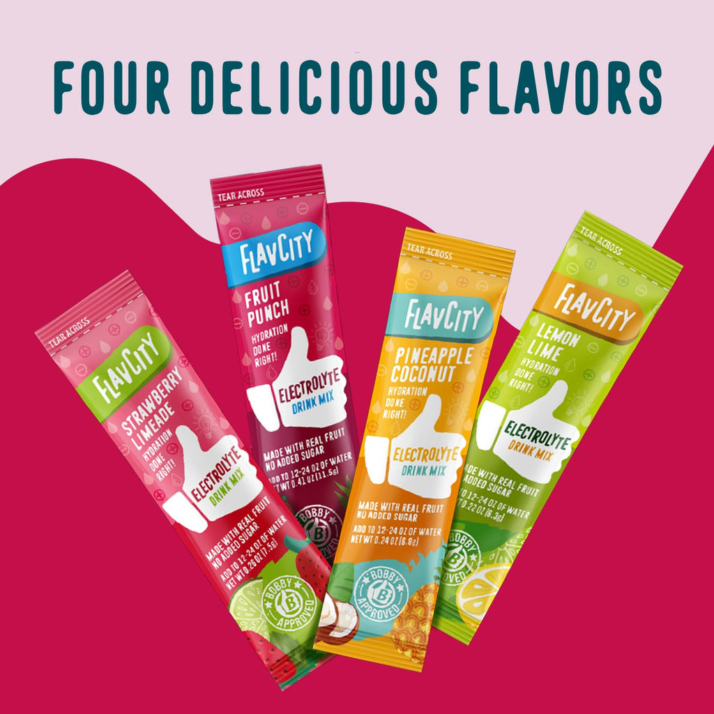 FlavCity Fruit Punch Electrolytes Powder Packets - 28 Hydration Packets - No Added Sugar - Hydration Powder with Real Fruit & Unrefined Sea Salt - Keto & Gluten-Free (28 Stick Packs)