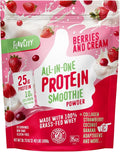 FlavCity All in One Protein Shake Powder, Berries and Cream - On the Go Meal Alternative + Collagen Peptides, Reishi & Cordyceps - Focus, Skin, Hair & Joint Support - 100% Grass Fed Whey, 20 Servings