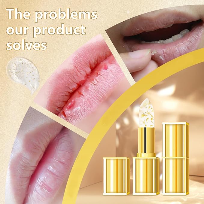 EOIRULA 2PCS Transferproof Color Changing Lipstick, Color Changing Lipstick Gold Foil for Women, Moisturizing Glossy Shine Lip Gloss, Deep Nourishment