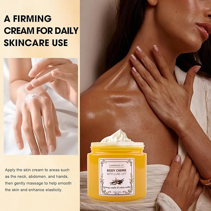 Xaninp Champagne Firming Body Cream – Lifting Cream with Pink Pepper & Firming Complex for Deep Hydration & Smoothing Moisturizer, Helps Improve Skin Elasticity for Arms, Legs & Body, Vanilla Scent