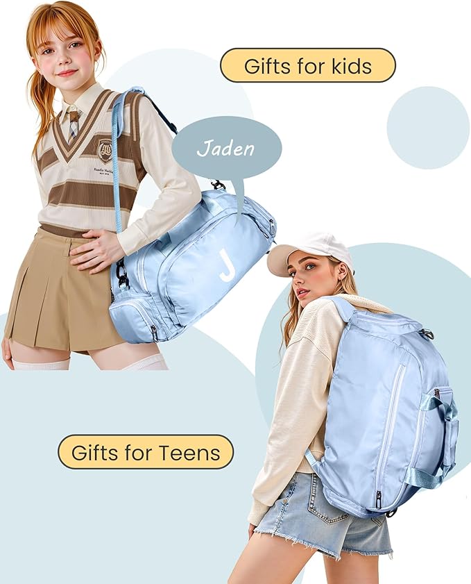 Festival Gifts for Daughter Friend Sister, Initial Gym Bags with Shoe Compartment, Dance Bag for Girls, Monogram Kid Overnight Bags, Small Travel Duffle Tote for Women (Letter B)