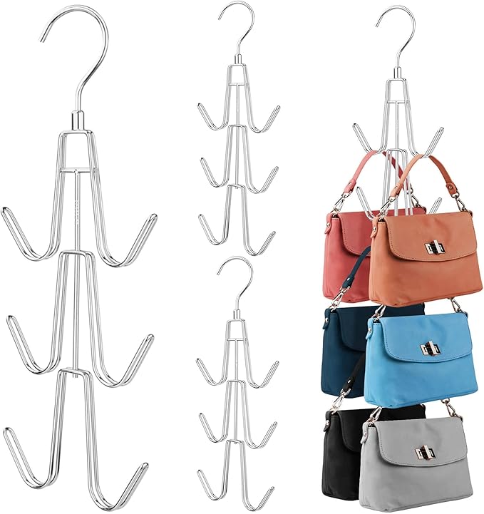 ZEDODIER Purse Hanger, Hanging Purse Organizer for Closet, Holds 24 Bags