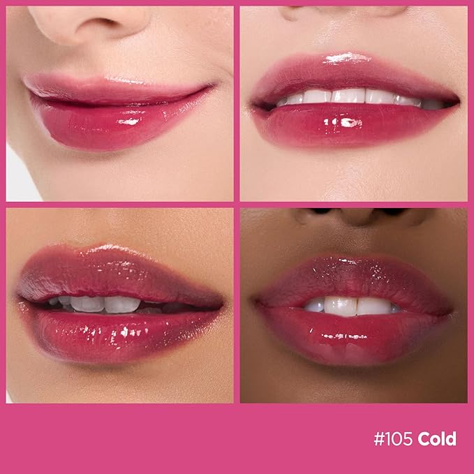 Laka Fruity Glam Tint | Glowing Korean Lip Tint with Hydrating Lightweight Texture | Buildable Color, Non-Sticky High Shine Gloss | K-Beauty Korean Makeup | #105 Cold, 0.15oz