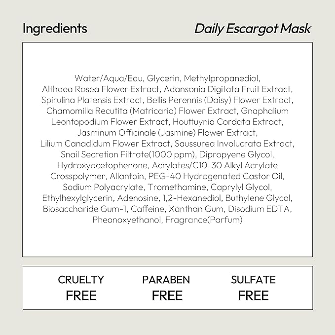 LAPCOS K Beauty Escargot Sheet - Damage Care Face Mask (Pack of 5)