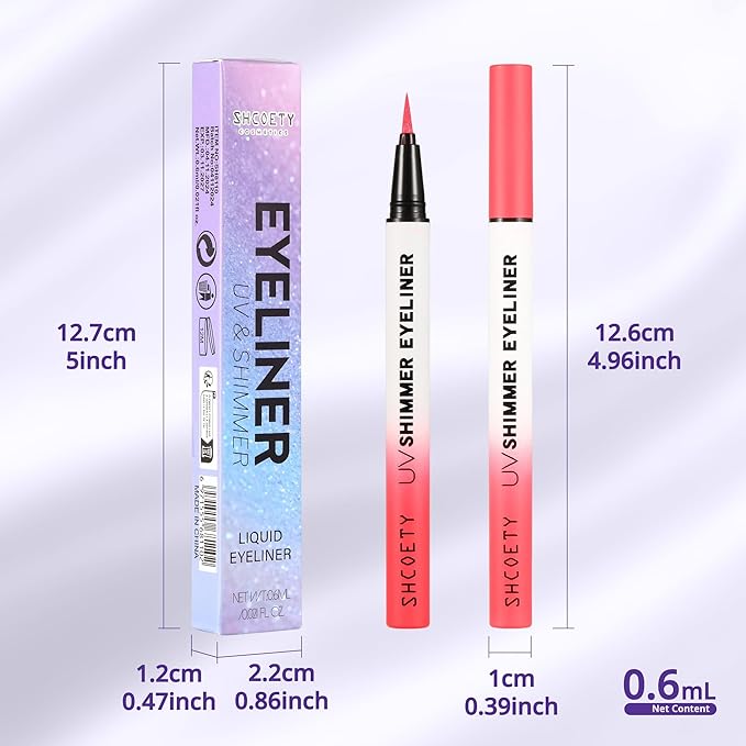 Wismee Metallic Neon Liquid Eyeliner, Glitter Neon Colored Eyeliners Pen, High Pigmented, Waterproof Smudge-Proof and Long-Lasting Metallic Eye Makeup for Halloween Christmas,Shimmer Red