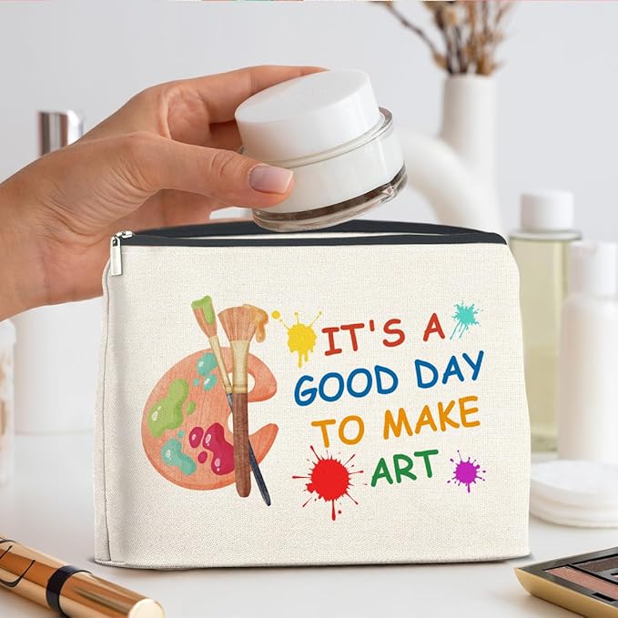 UPNEGE Art Teacher Makeup Bag - Art Lover Gifts for Women Artist & Teacher, Cosmetic Bag With Zipper Makeup Pouch