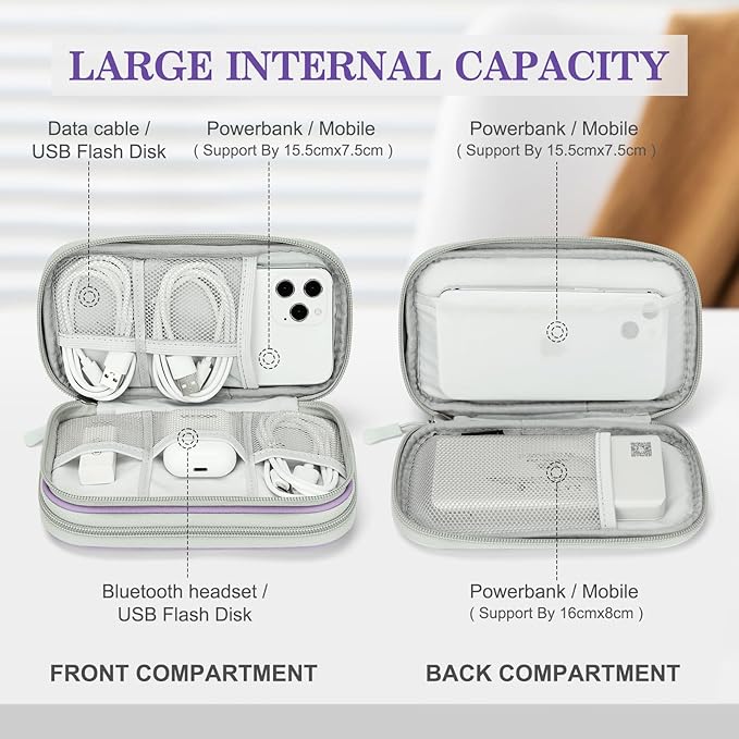 FYY Electronic Organizer, Travel Tech Pouch, Cable Organizer Light Purple