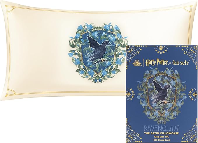 Kitsch & Harry Potter Satin Pillowcase W/Zipper - Size 19x36, Ravenclaw