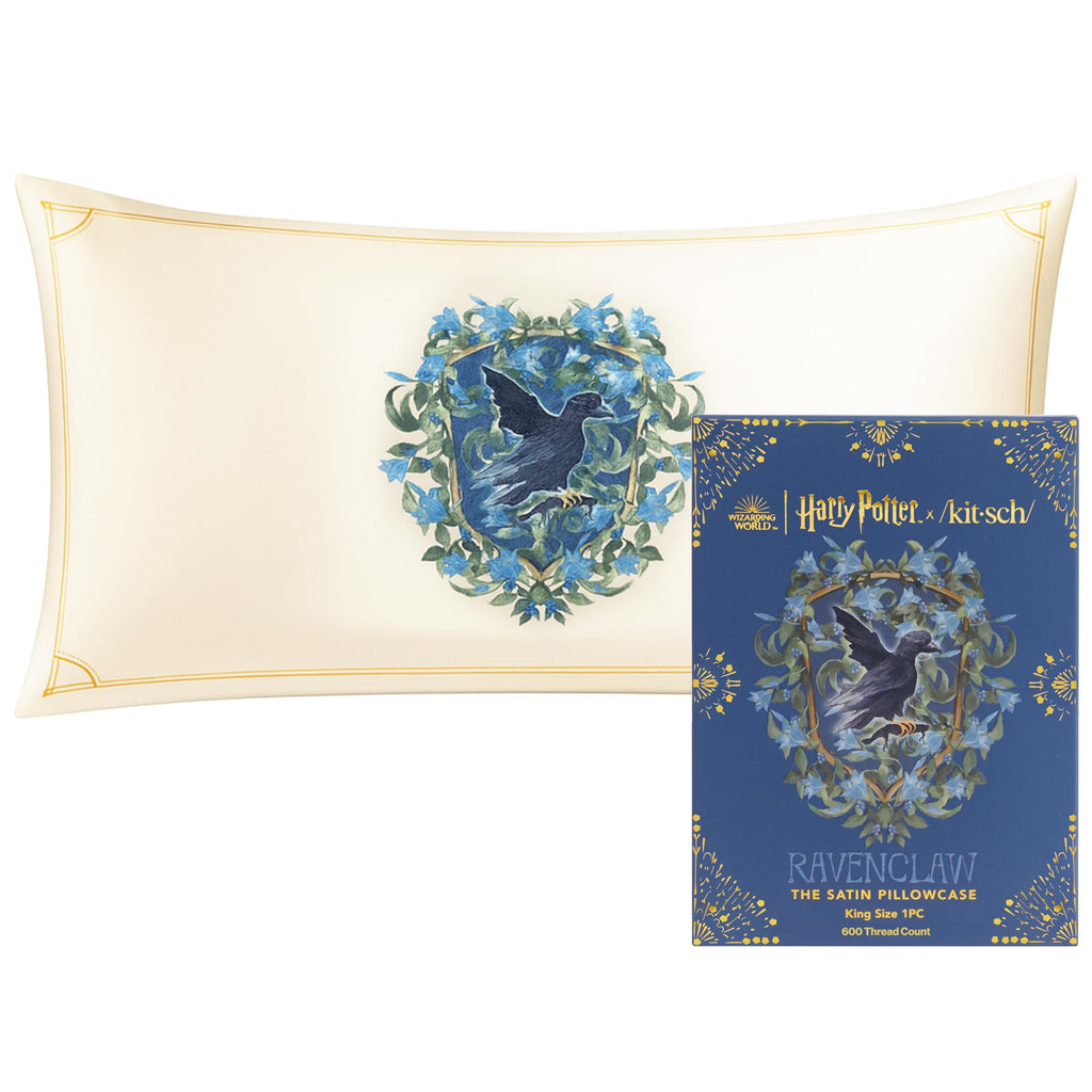 Kitsch & Harry Potter Satin Pillowcase W/Zipper - Size 19x36, Ravenclaw