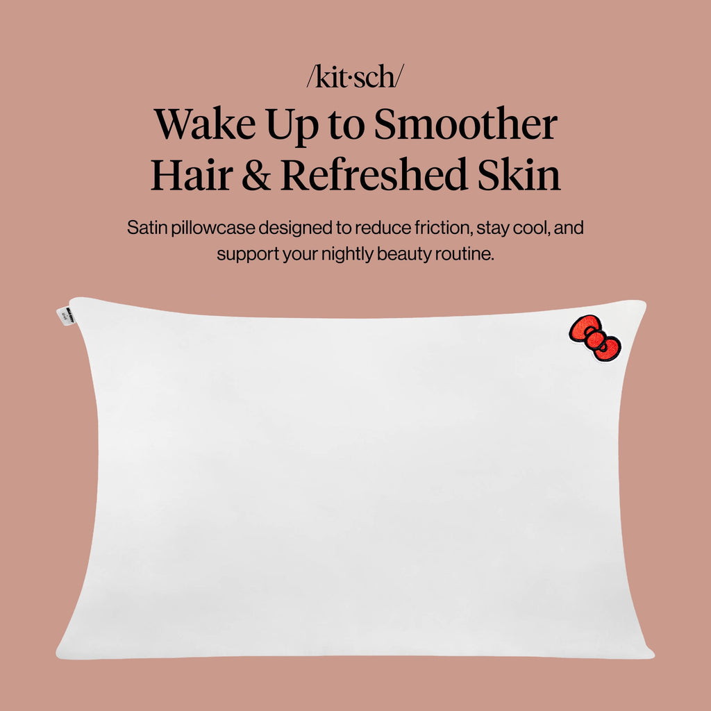 Kitsch x Hello Kitty Satin Pillowcase - Size 19x26, Ivory