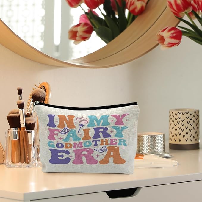 RYYCDOI Fairy Godmother Makeup Bag - Best Godmother Gift From Godchild, Cosmetic Bag Toiletry Bag