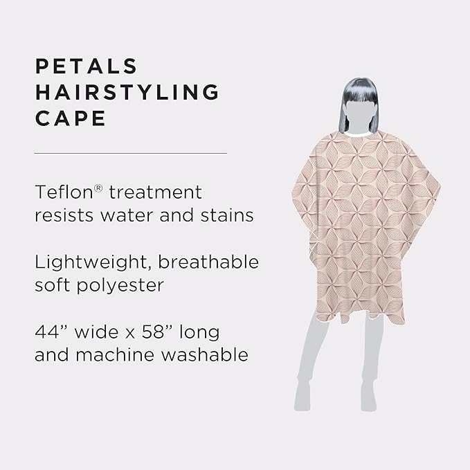 Fromm Professional Client Hair Styling and Hair Cutting Cape, PFAS-free Water and Stain Repellent Coating, for Shampoo Bowl and Wet/Dry Cutting, 44" x 58", Petals Pattern