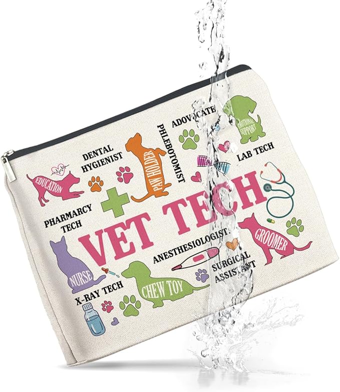 UPNEGE Vet Tech Gifts Veterinary Technician Makeup Bag for Women