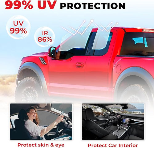 20% VLT Premium Carbon Car Window Tint 24in x 100FT Charcoal Privacy Film Heat, UV and IRR Block Tint for Cars or Building Adhesive Film Easy Shrink, Plotter Friendly Pro Grade