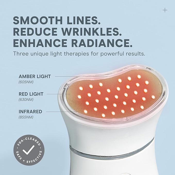 NUFACE Trinity+ Facial Massager + LED Red Light Therapy - Wrinkle Reducer, Skin Tightening & Lifting for Face & Neck, FDA-Cleared - Enhances Radiance, Reduces Fine Lines - Microcurrent Facial Device