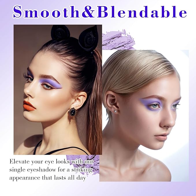 MEICOLY Light Purple Eyeshadow with Mirror,Matte Violet Lavender Eye Shadow Palette,Lilac Purple Powder Makeup for Women and Girls,Eye Makeup Eyelid Color,High Pigment,Long Wearing,Waterproof